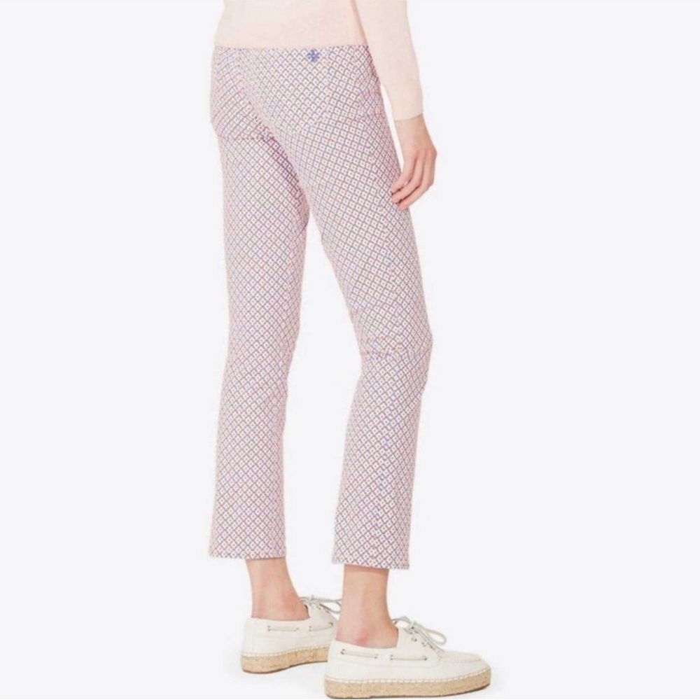 Tory Burch Regan Cropped Straight Leg Jean Womens Size: 28 Ivory Ocho Rios